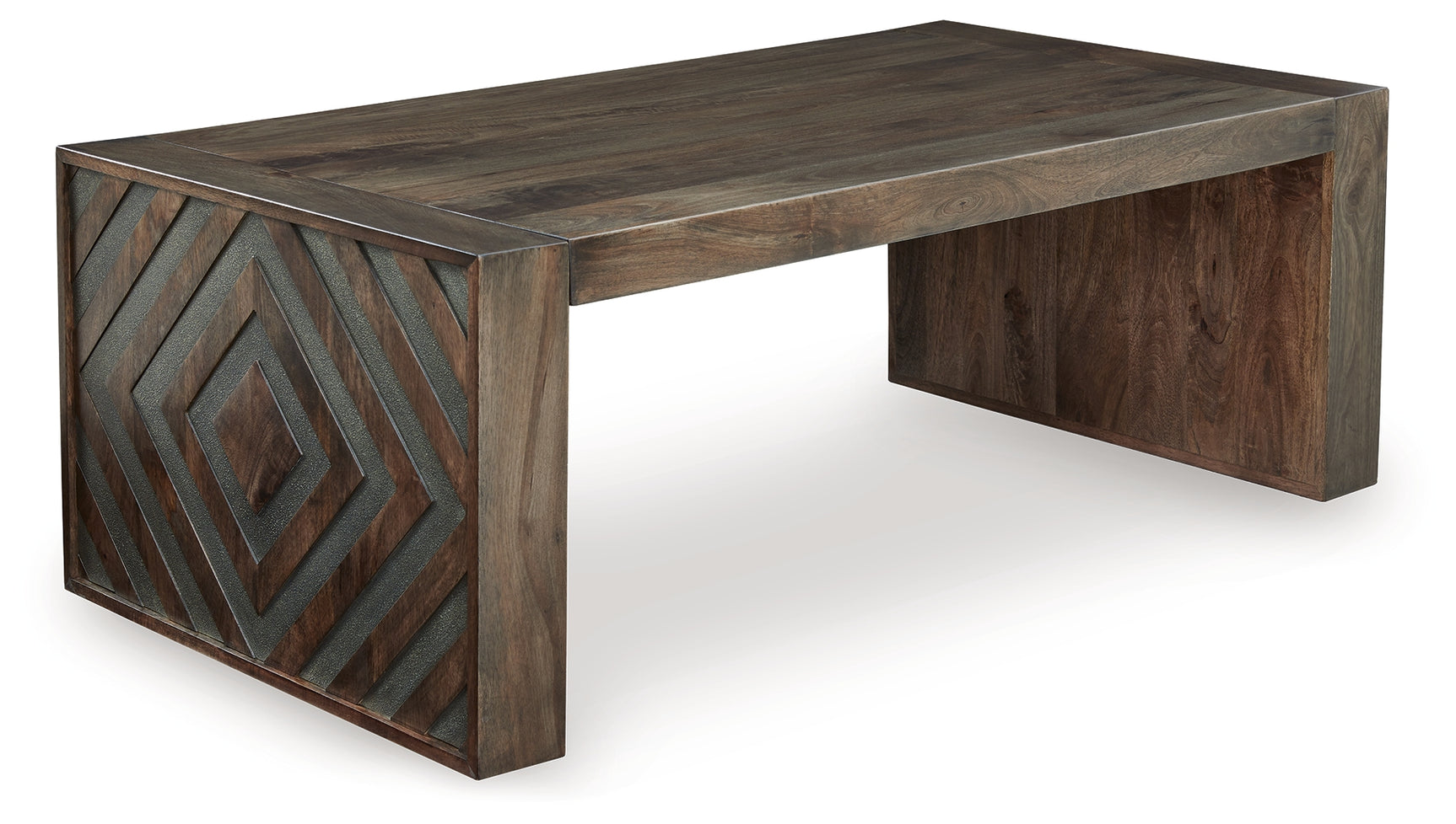 Side view of end table detailing diamond design