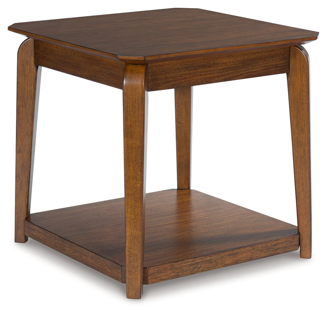 Trenmour end table side view showing tapered leg