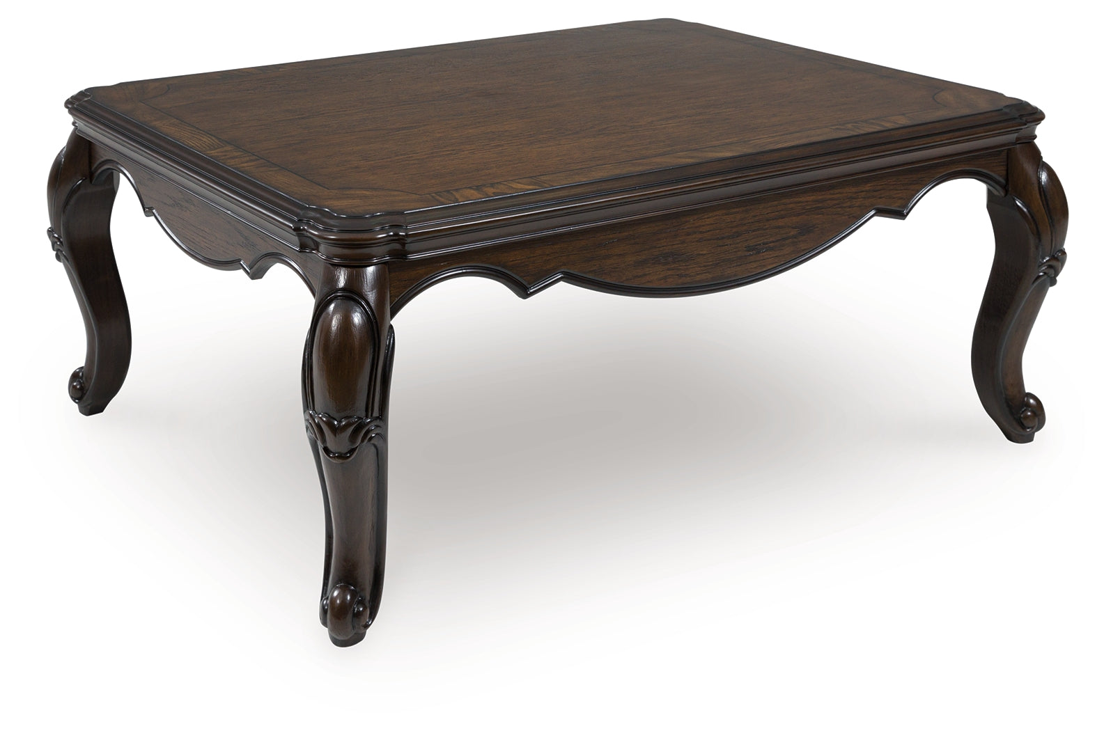 Maylee Coffee Table dark brown traditional style angled view