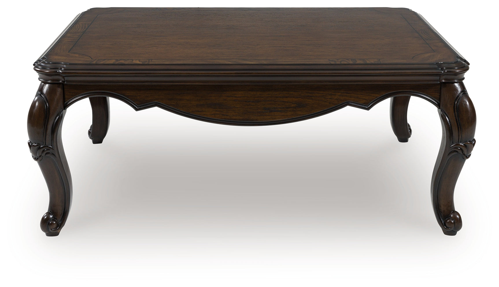 Maylee Coffee Table dark brown traditional style angled view