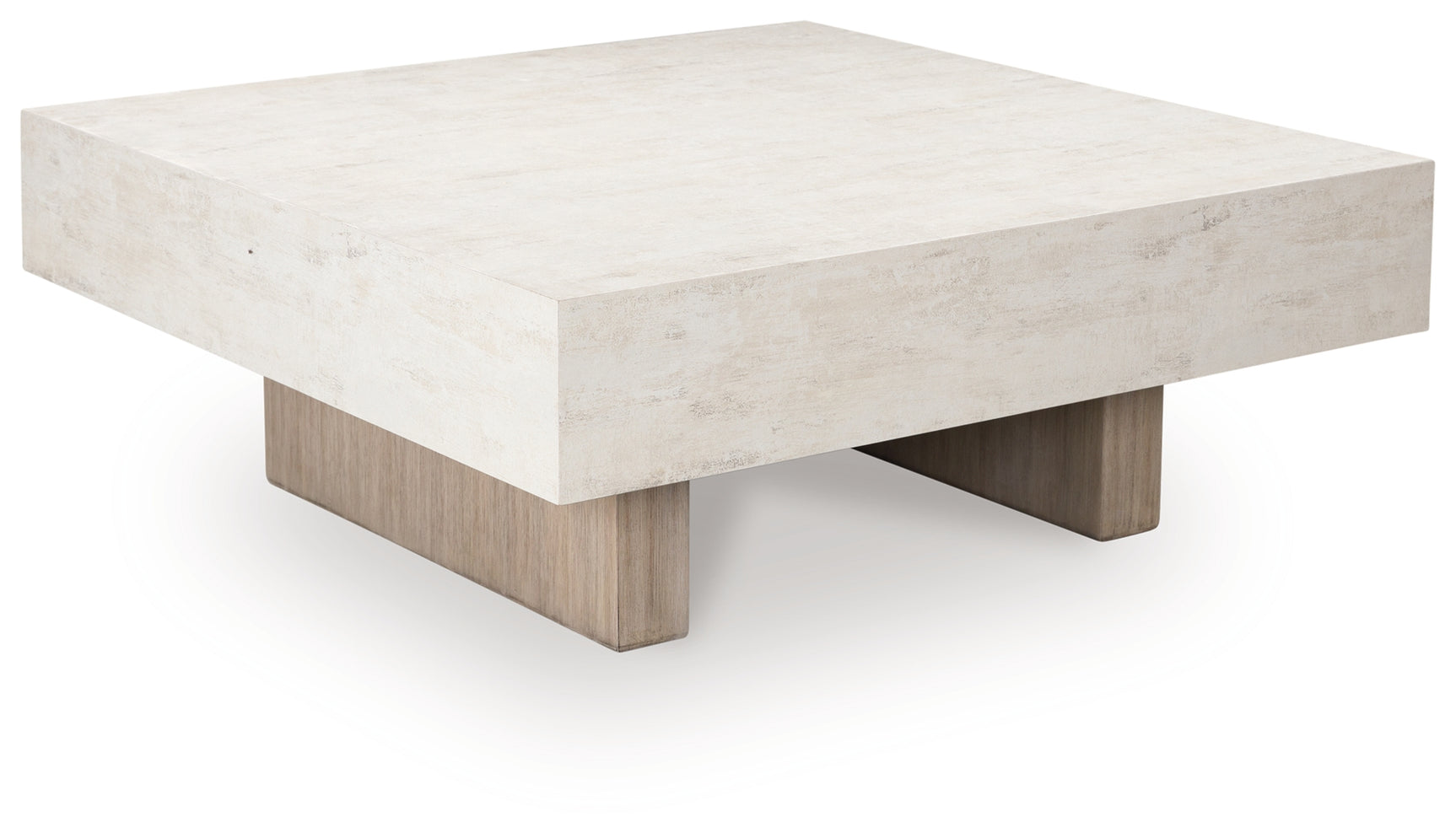 Angle view showing coffee table base and top
