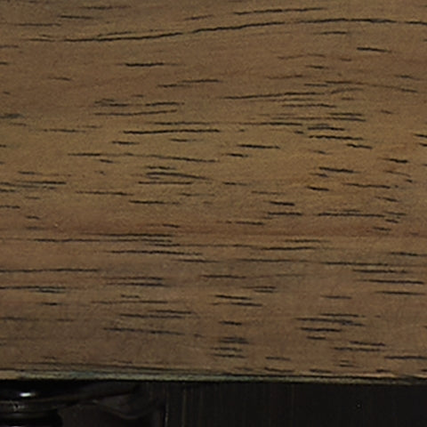 Montia End Table finish detail showing light wood-tone and black frame