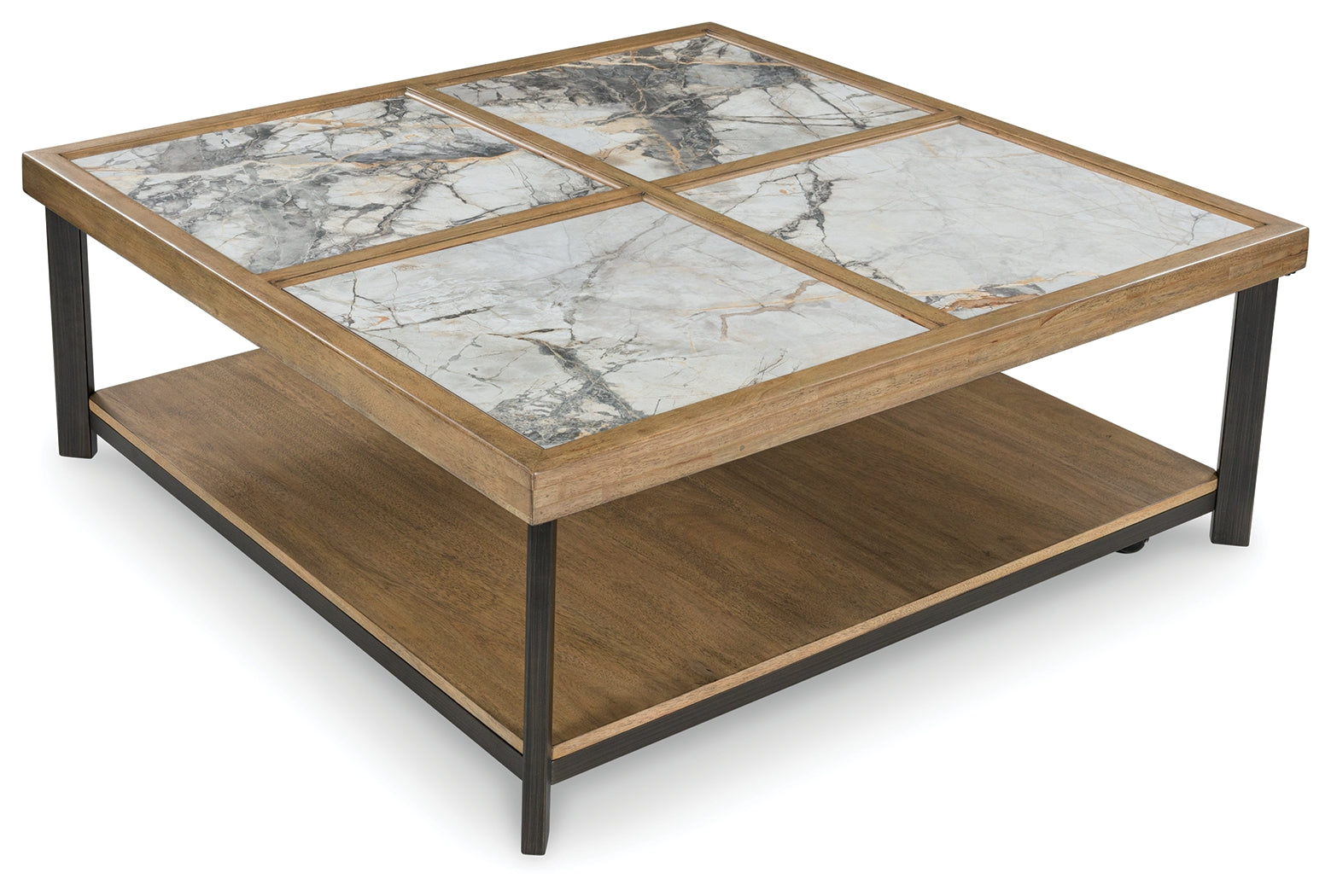 Montia Coffee Table angled top view highlighting multi-color stone tile
