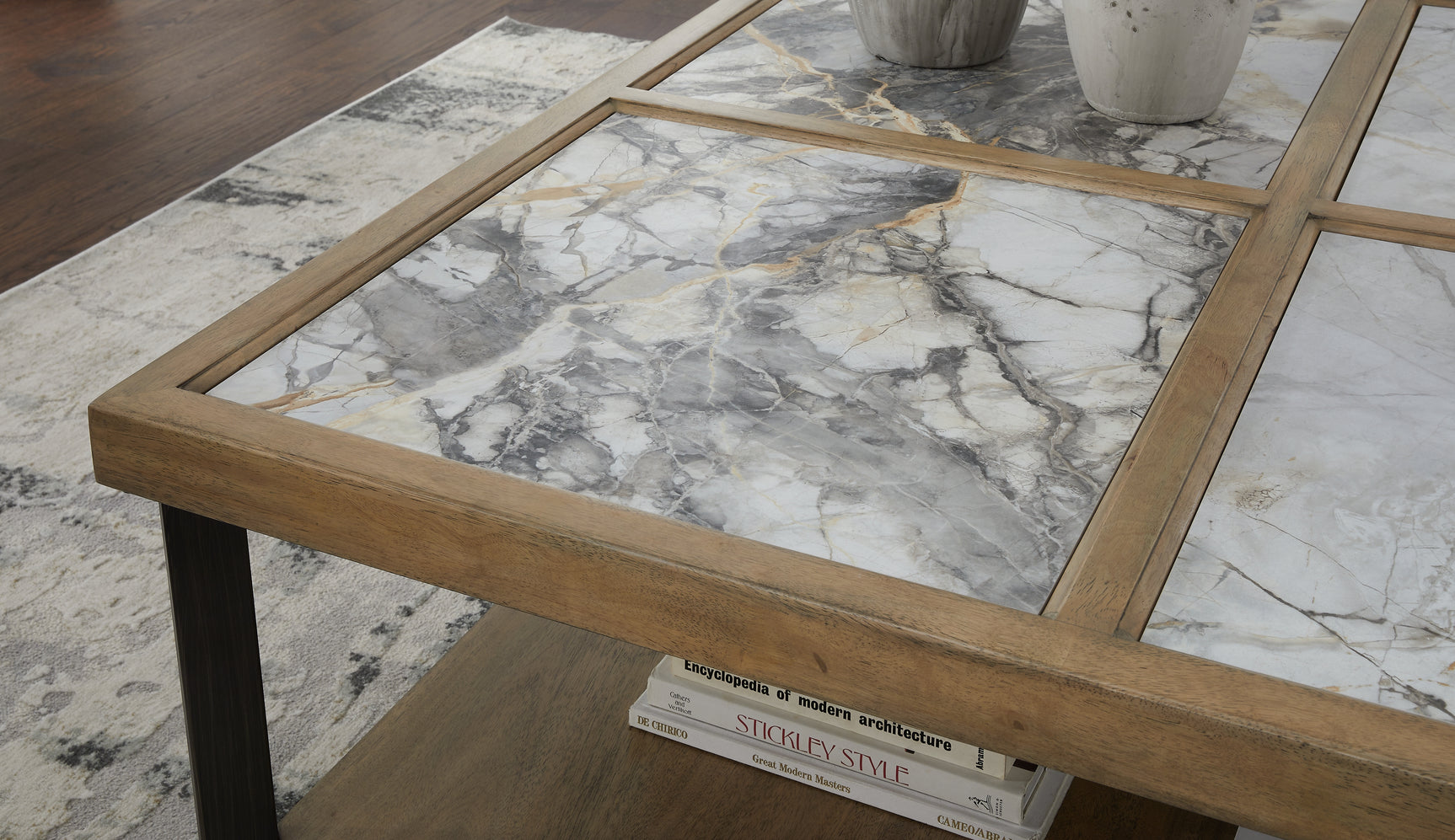 Close-up of Montia Coffee Table sintered stone tile surface