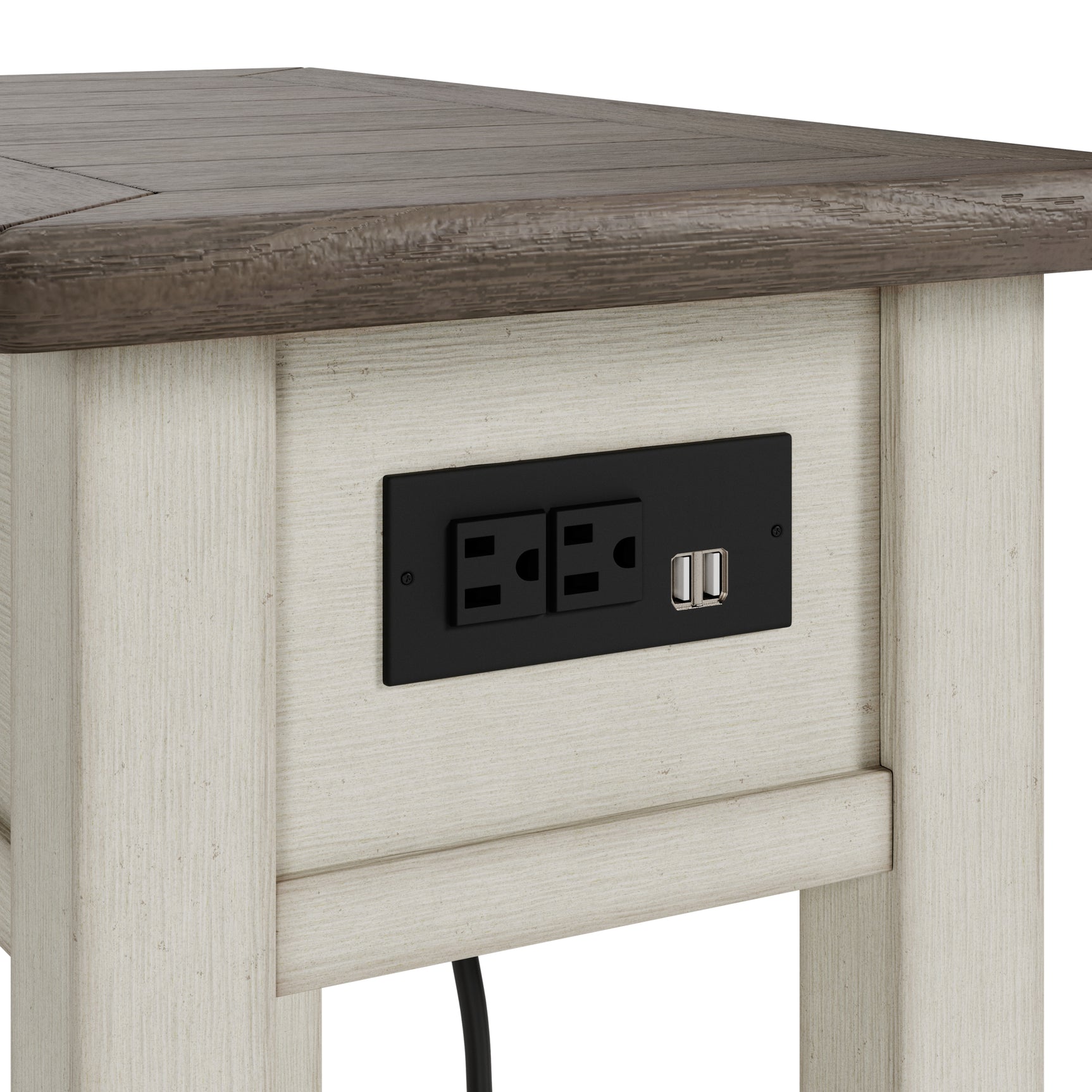 Bolanburg two-tone coffee table with two end tables in textured antique white finish