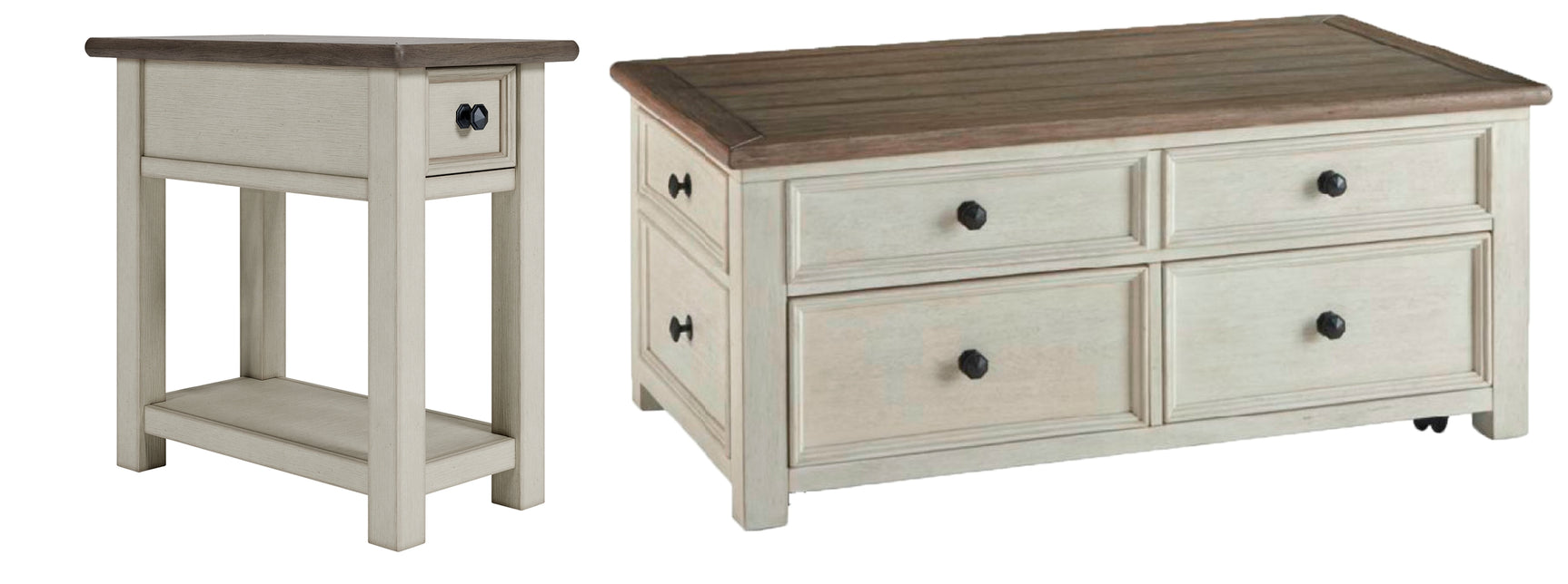End table from Bolanburg set with storage drawer and open shelf