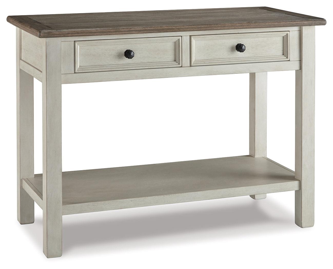 Bolanburg Two-Tone Sofa Console Table front view in living room
