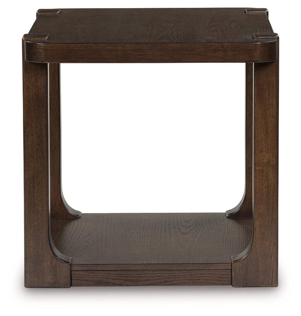 Breckington Dark Brown End Table front view with doors closed