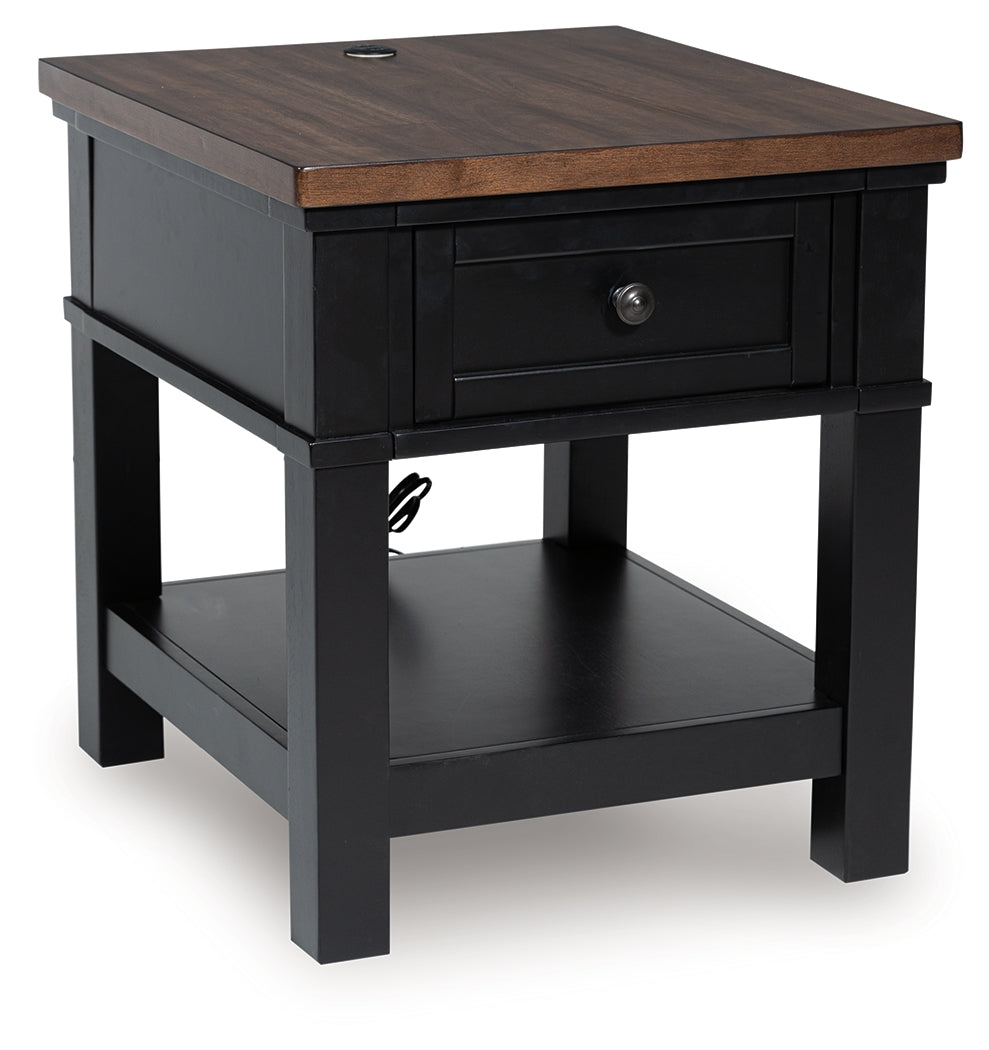Wildenauer End Table drawer open showing storage