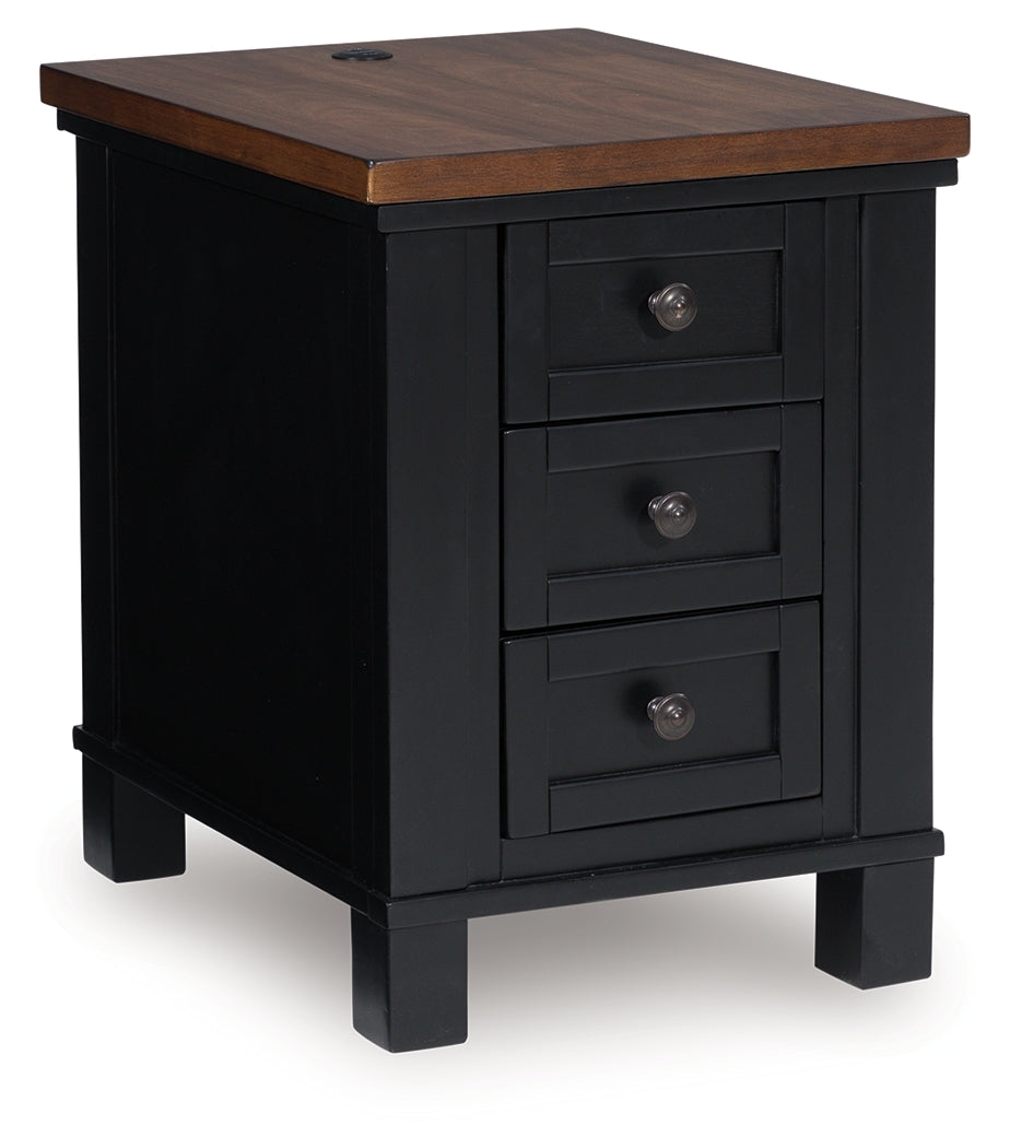 Wildenauer chairside end table closed drawers side view