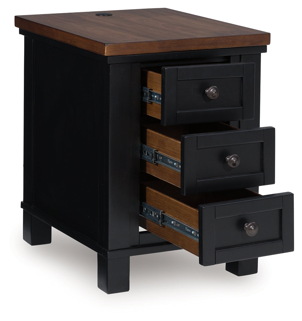 Wildenauer chairside end table drawers open front view