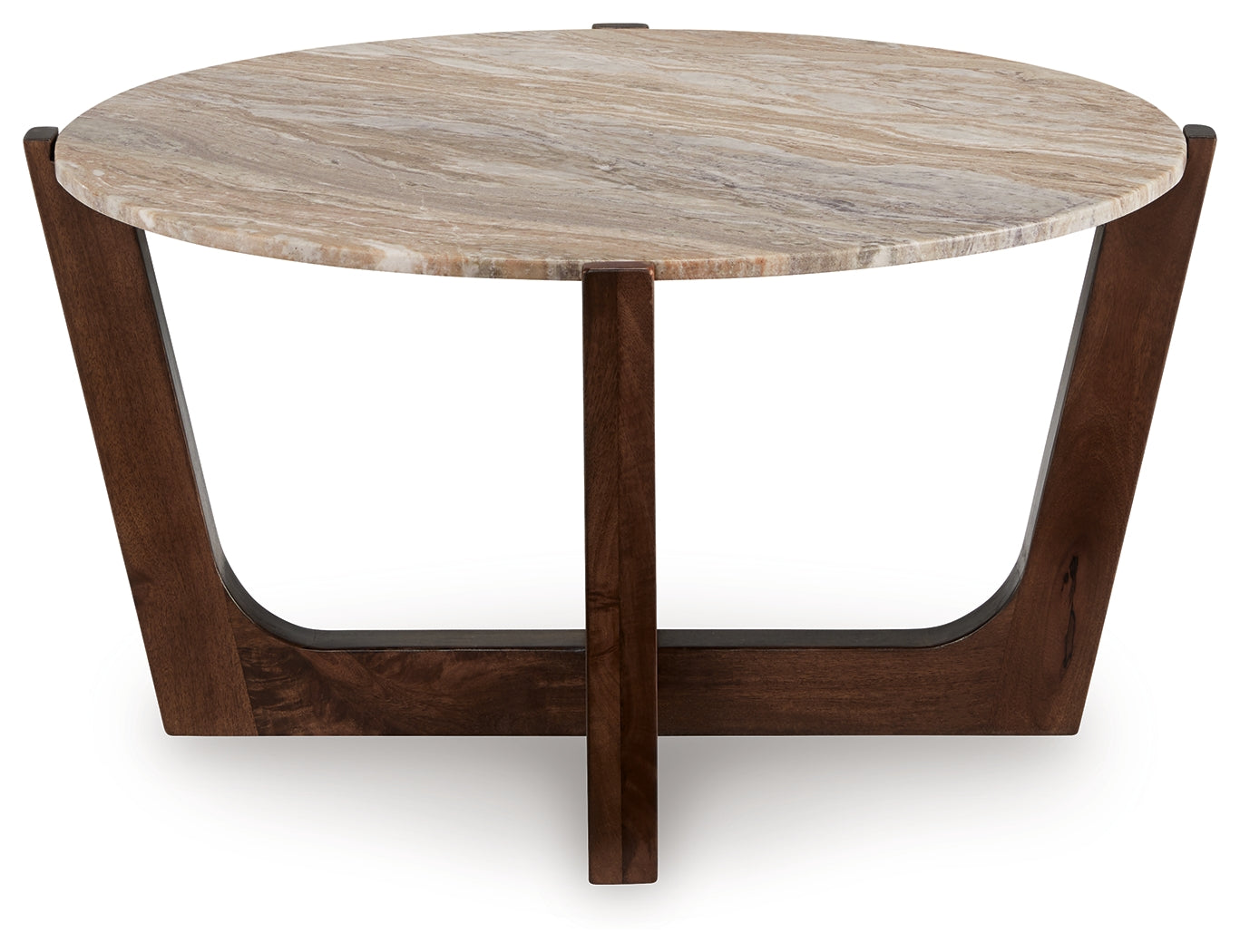 Top down view of Tanidore round marble coffee table