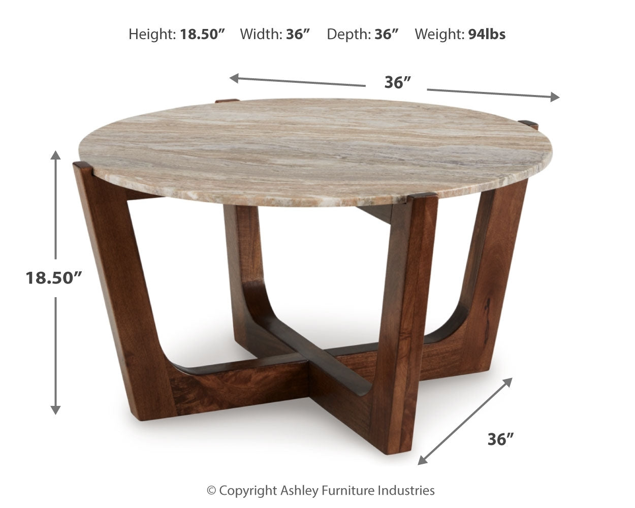 Tanidore warm brown coffee table and end table set view from above