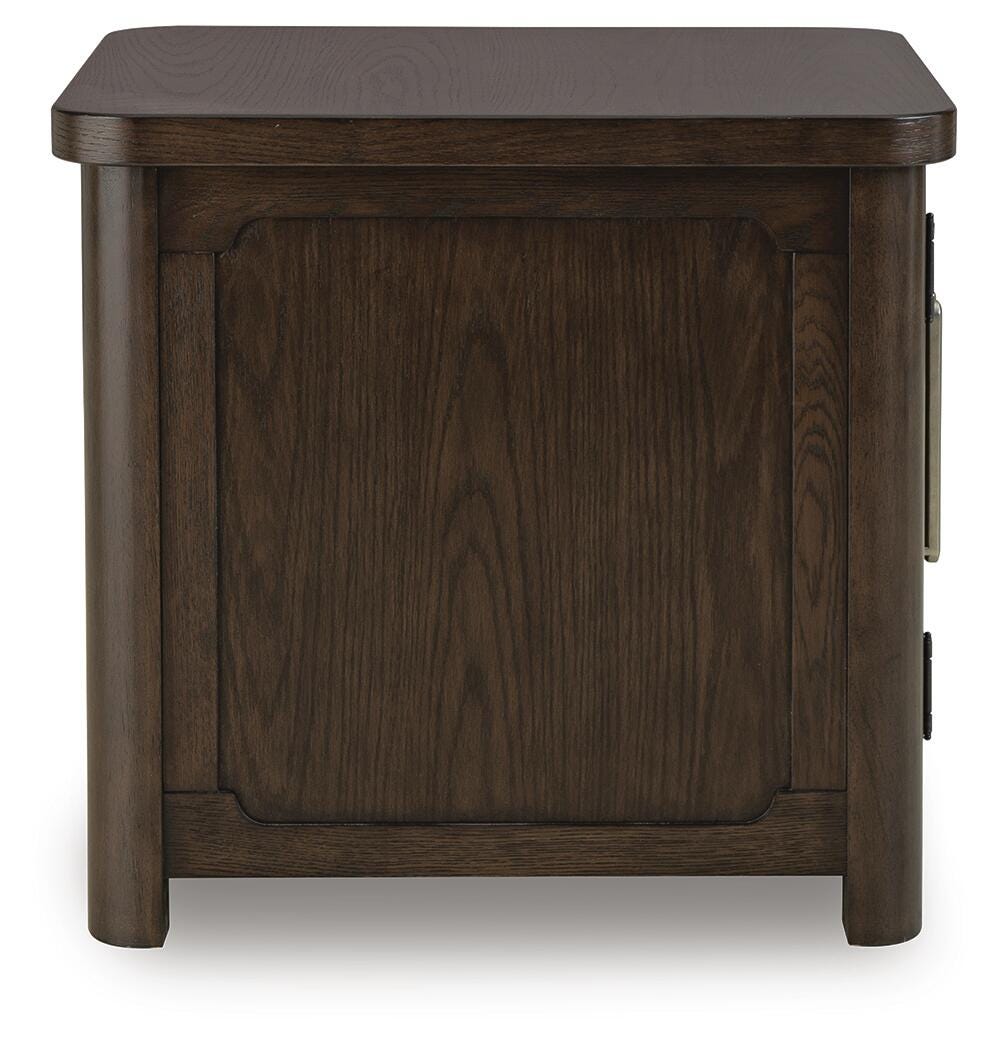 Side profile of Breckington End Table showing rounded corners