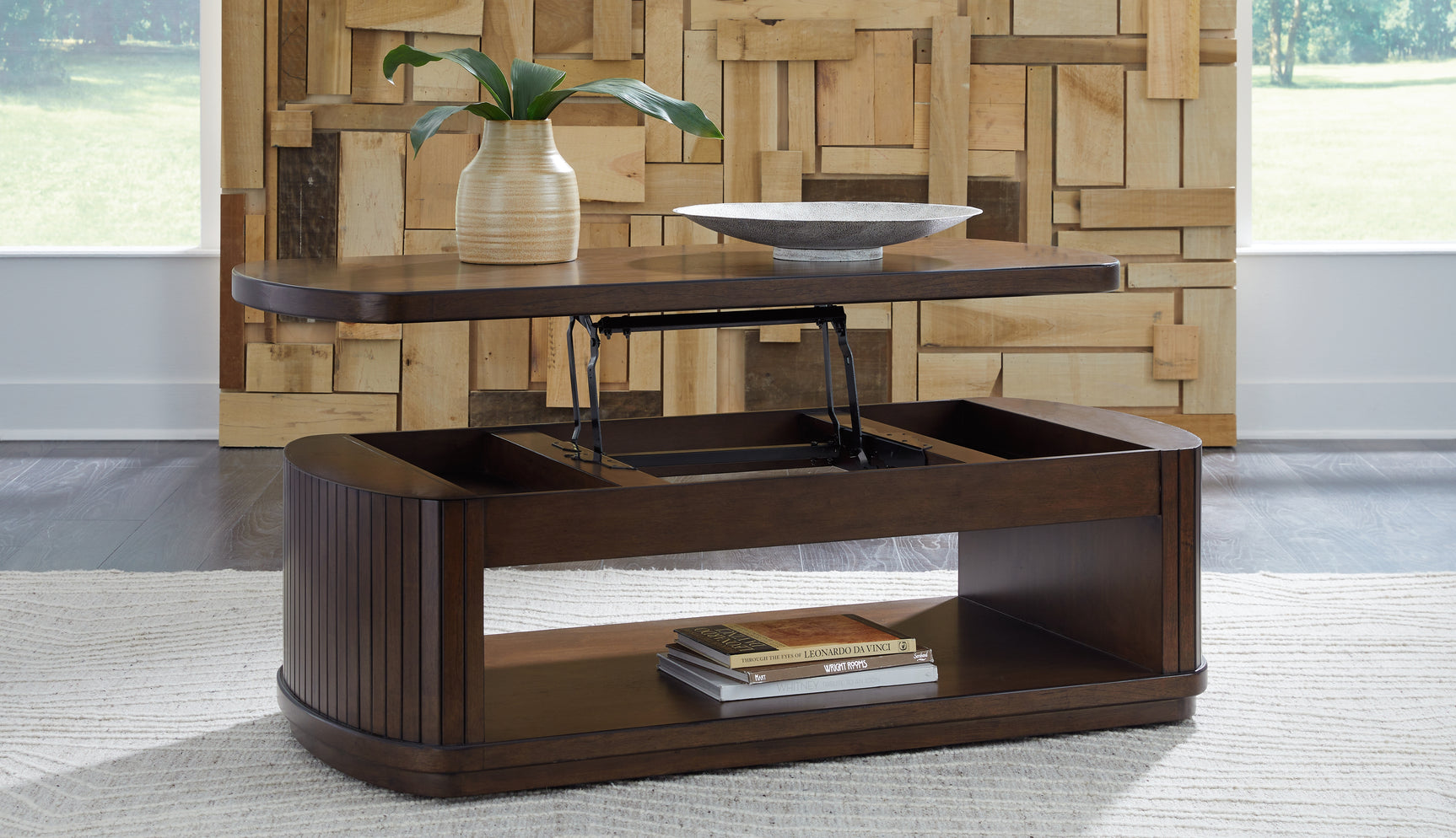 Korestone dark brown coffee table set with two matching end tables