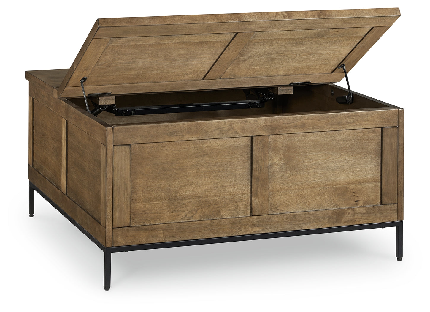 Top view of end table with black metal legs