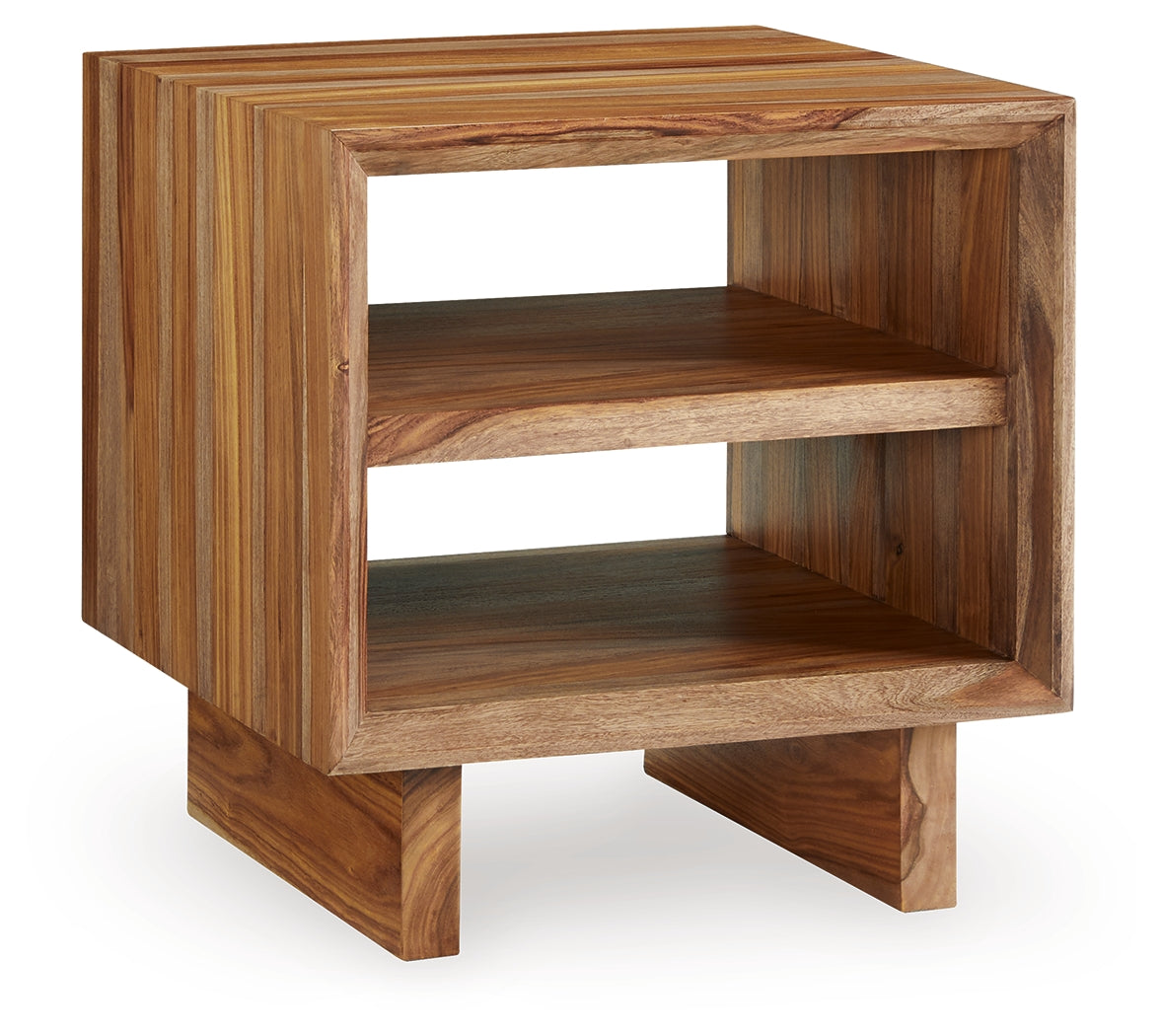 Dressonni end table 45 degree angle view showing shelves