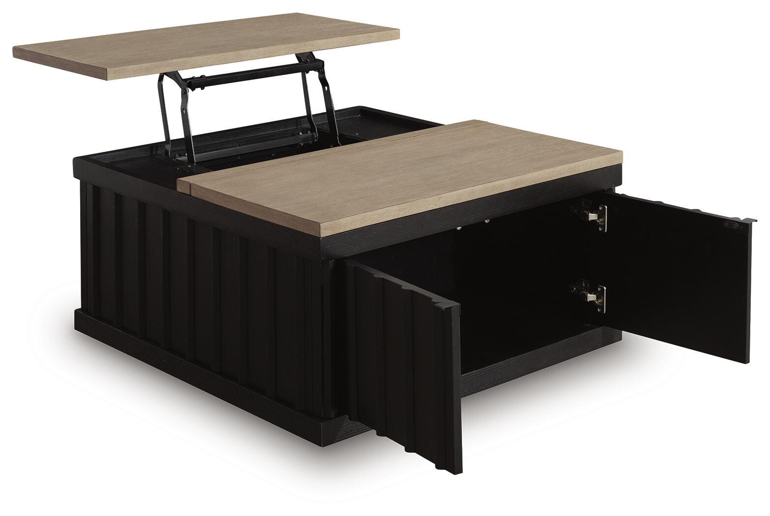 Rylandyn Black/Light Brown Lift-Top Coffee Table angled view