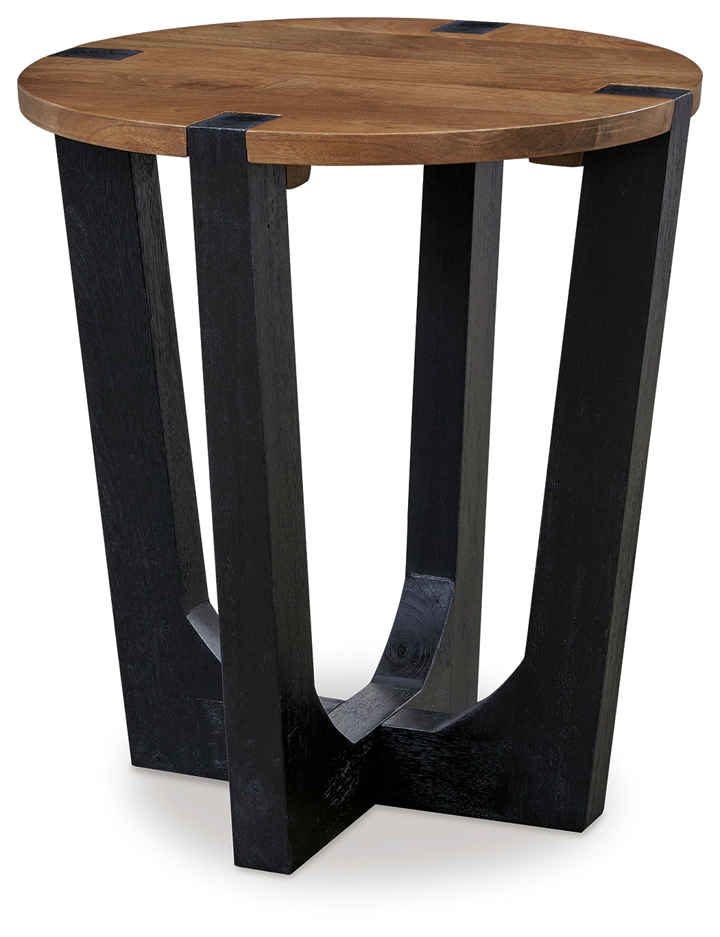 Hanneforth mango wood coffee table and end table set in brown and black finish
