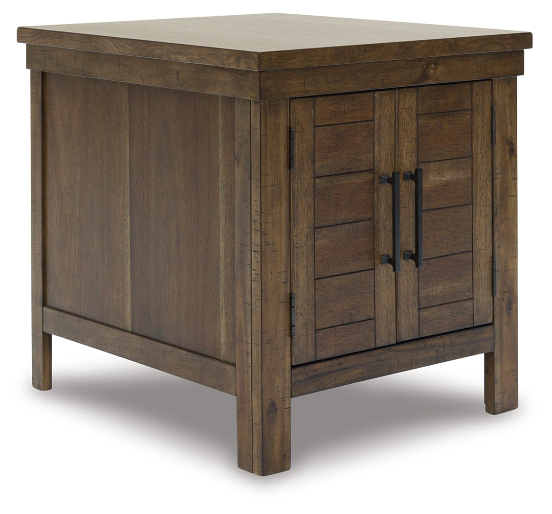 Moriville End Table angled view showing side and top