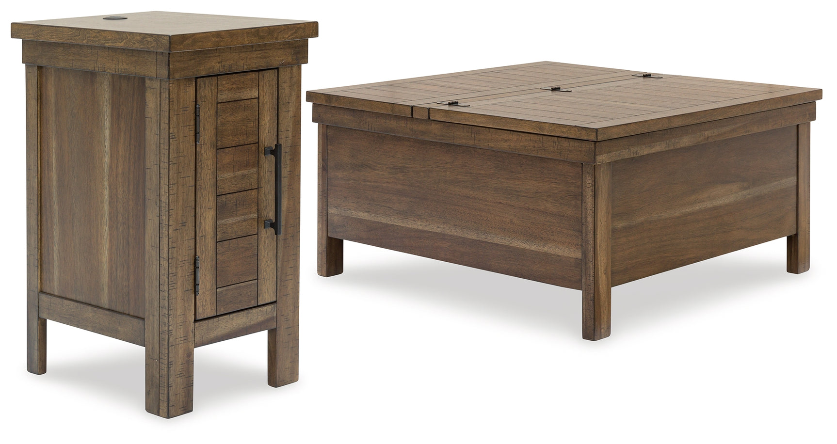 Moriville grayish brown coffee table and end table set