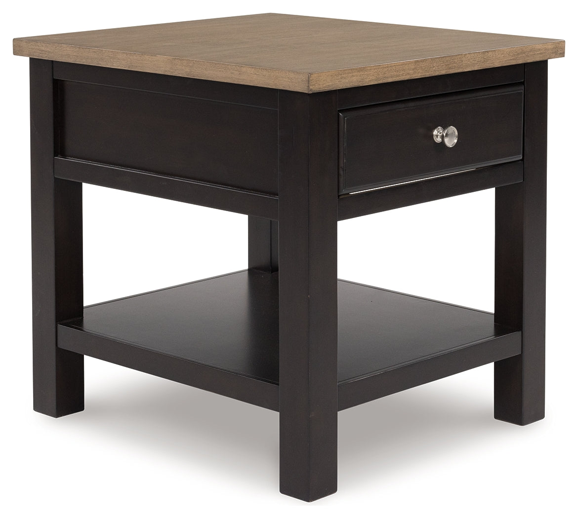 Drazmine End Table top view showing wood-tone finish