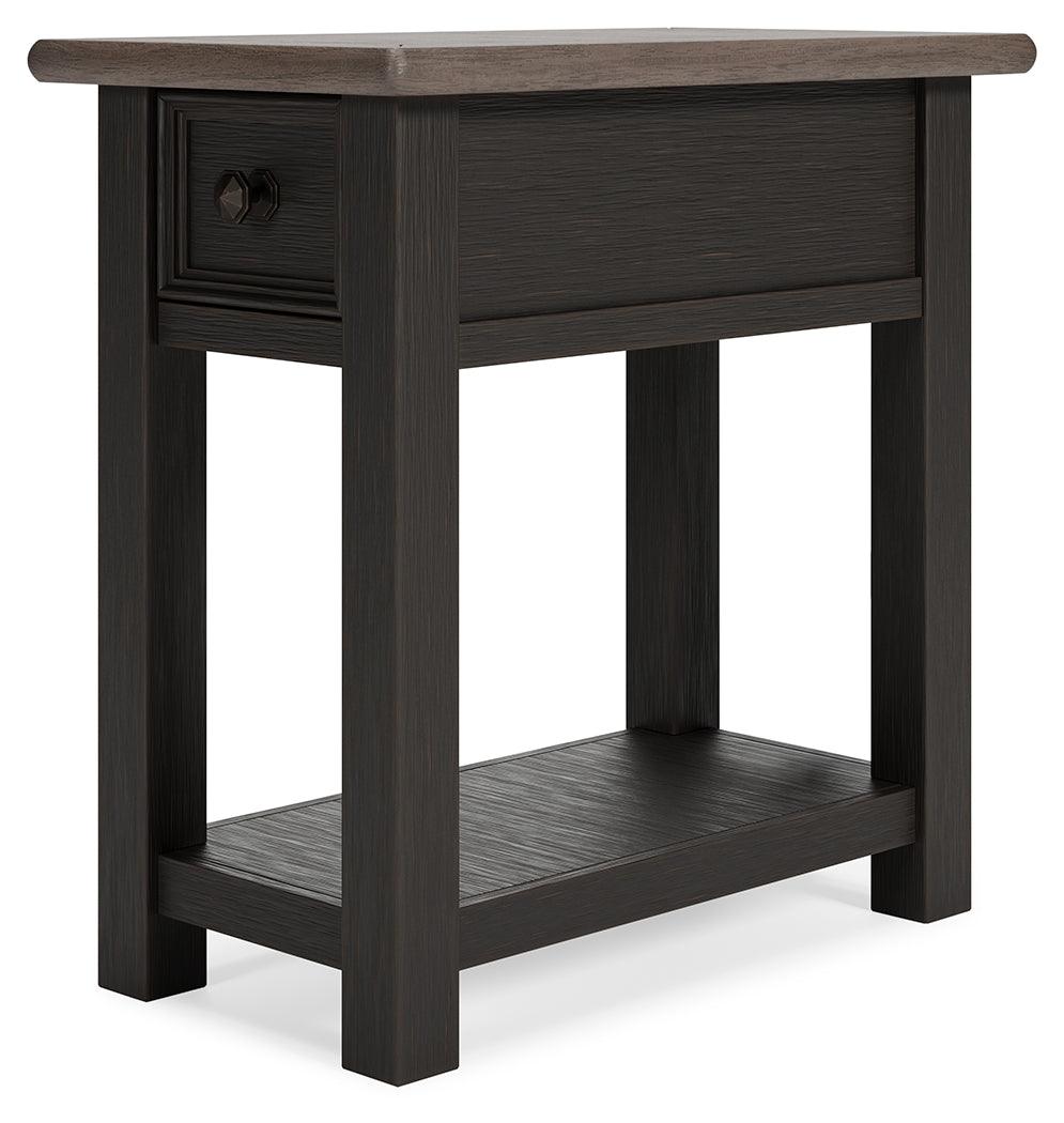 Side angle of two-tone black base and drawer