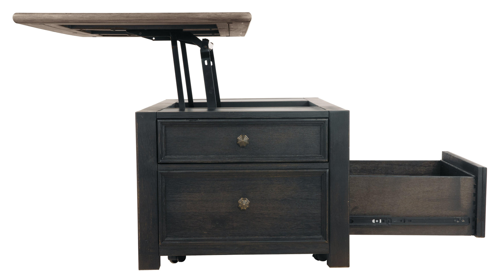 Tyler Creek Grayish Brown/Black Coffee Table With Lift Top - Ella Furniture