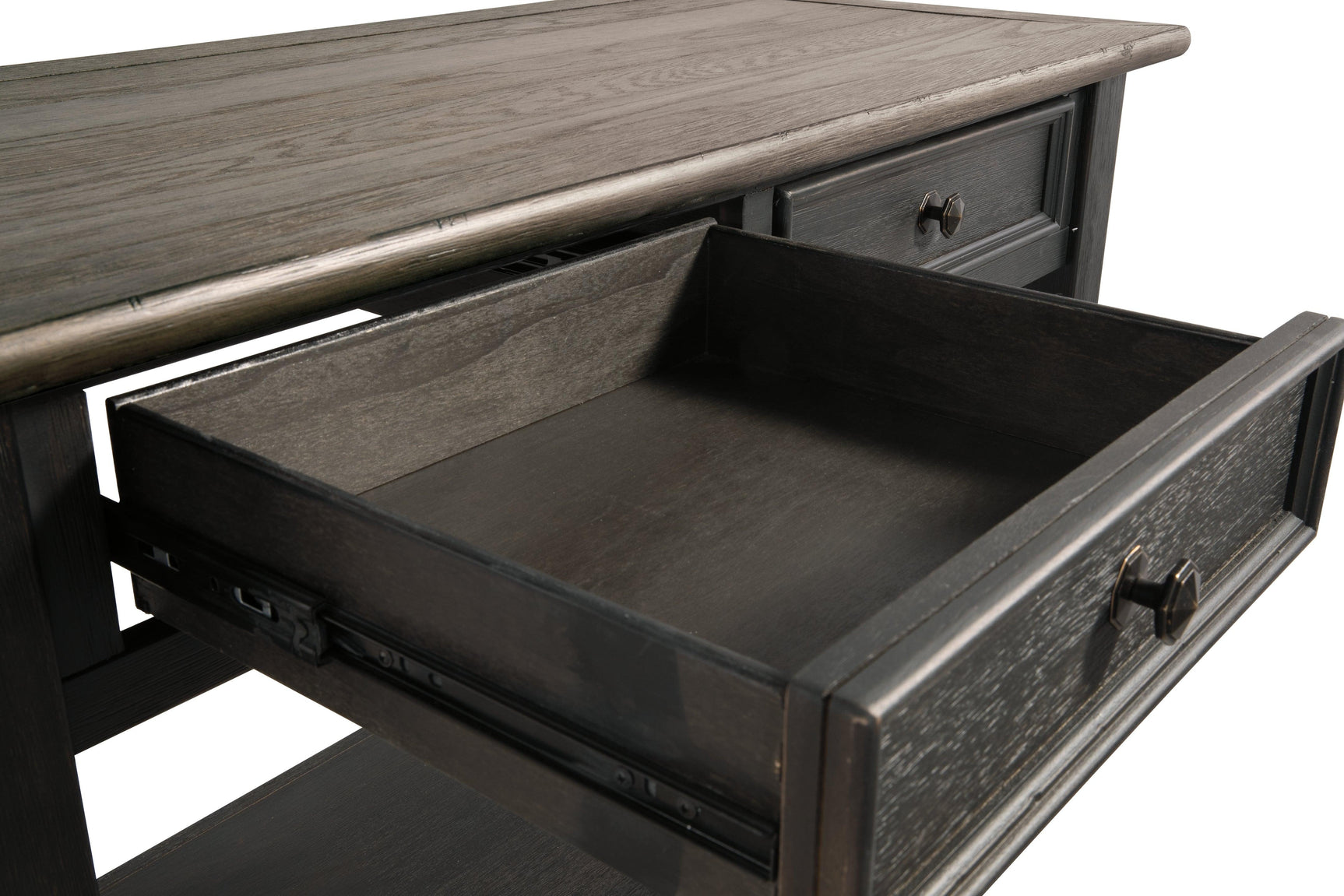 Tyler Creek Sofa Console Table detail on handle hardware