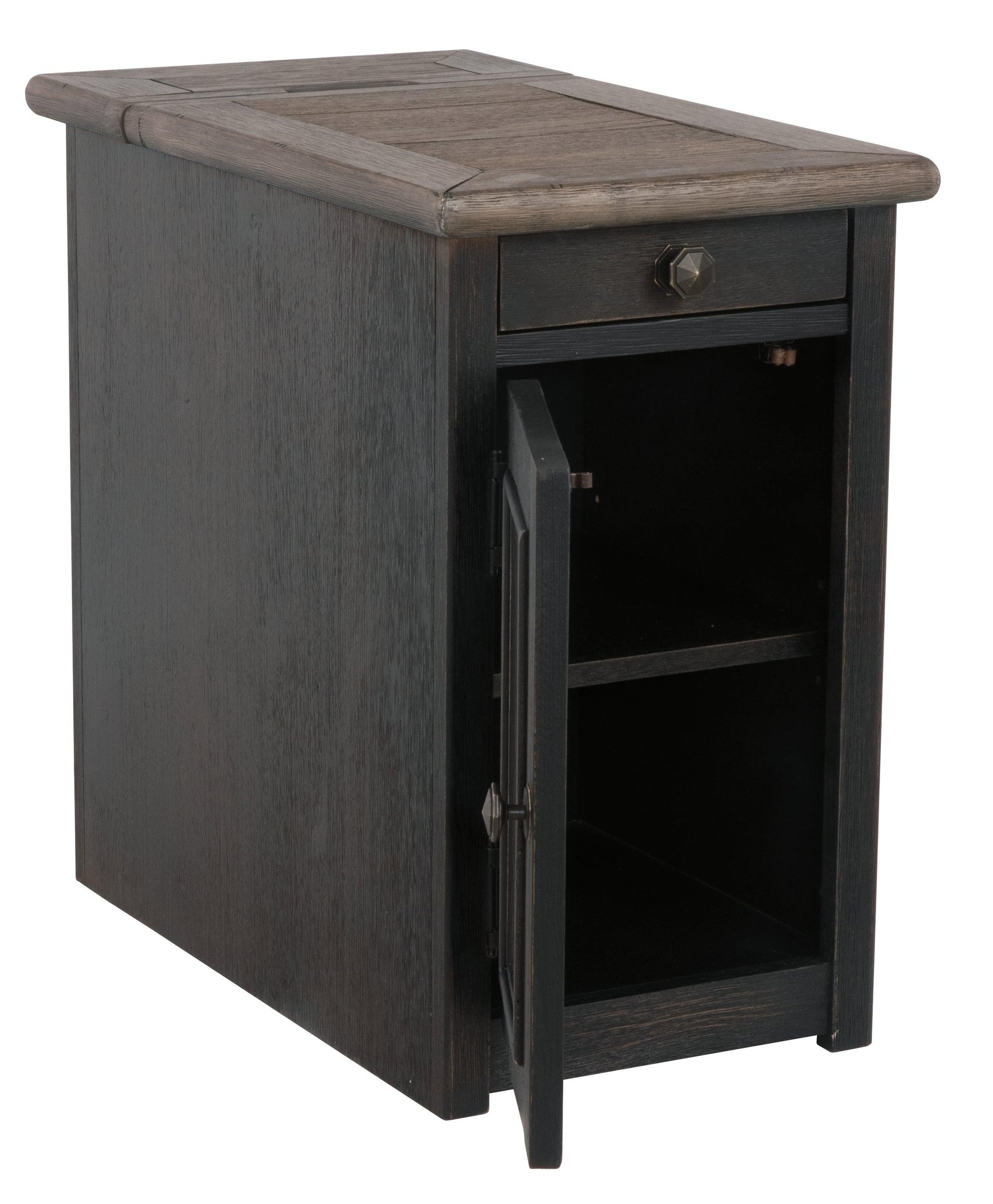 Tyler Creek chairside end table with USB ports visible