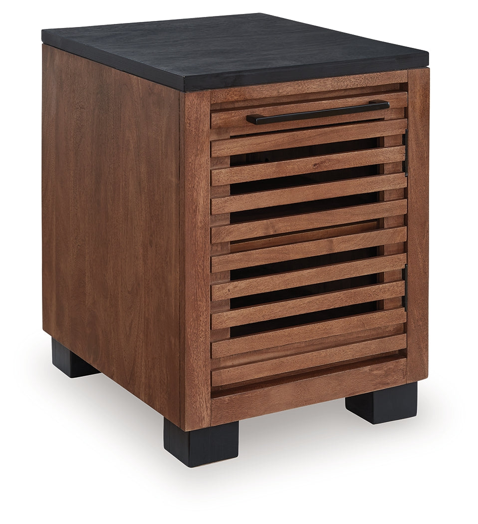 Kallari Warm Brown/Black Chairside End Table
