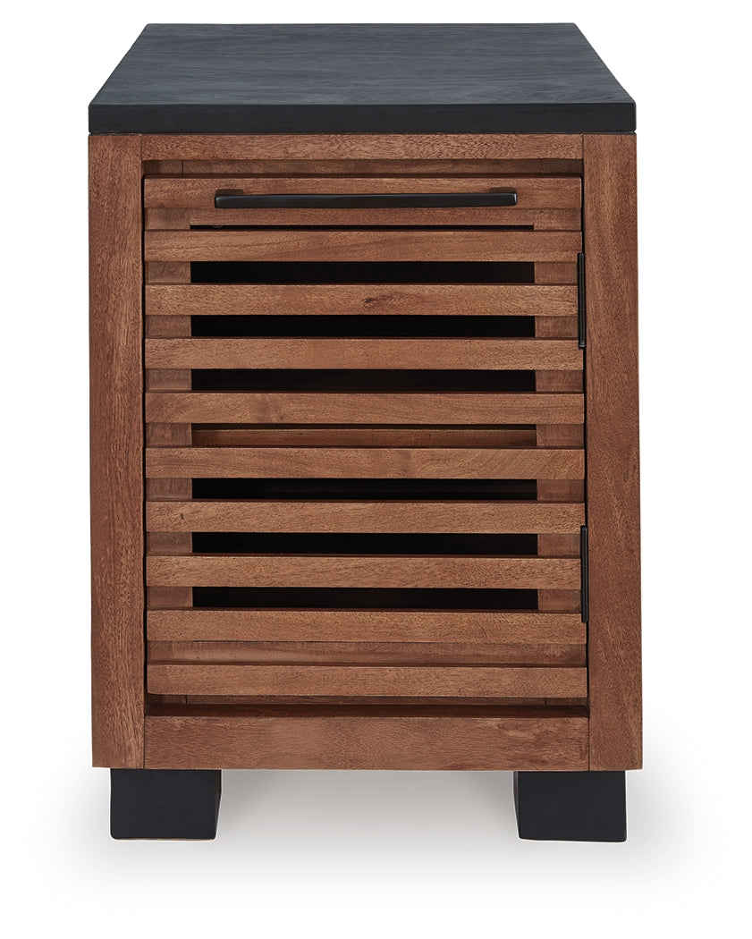Kallari Warm Brown/Black Chairside End Table