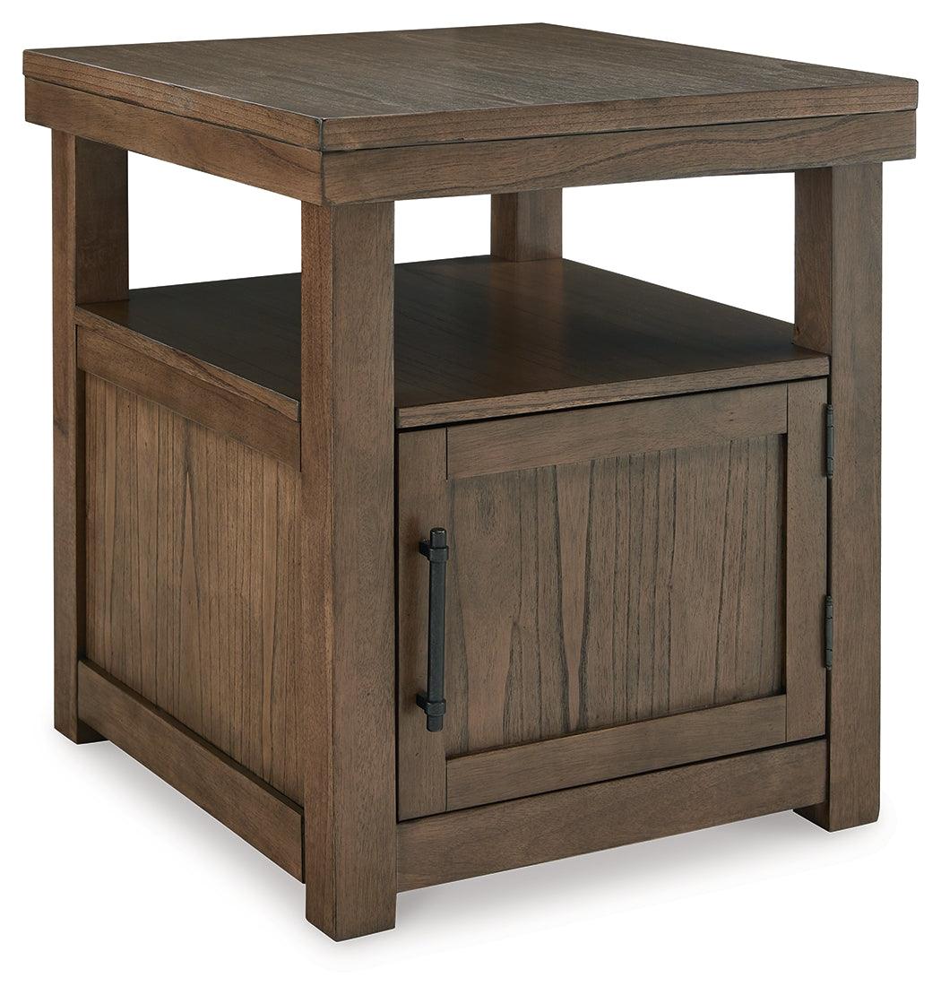 Boardernest brown end table side angle with door open