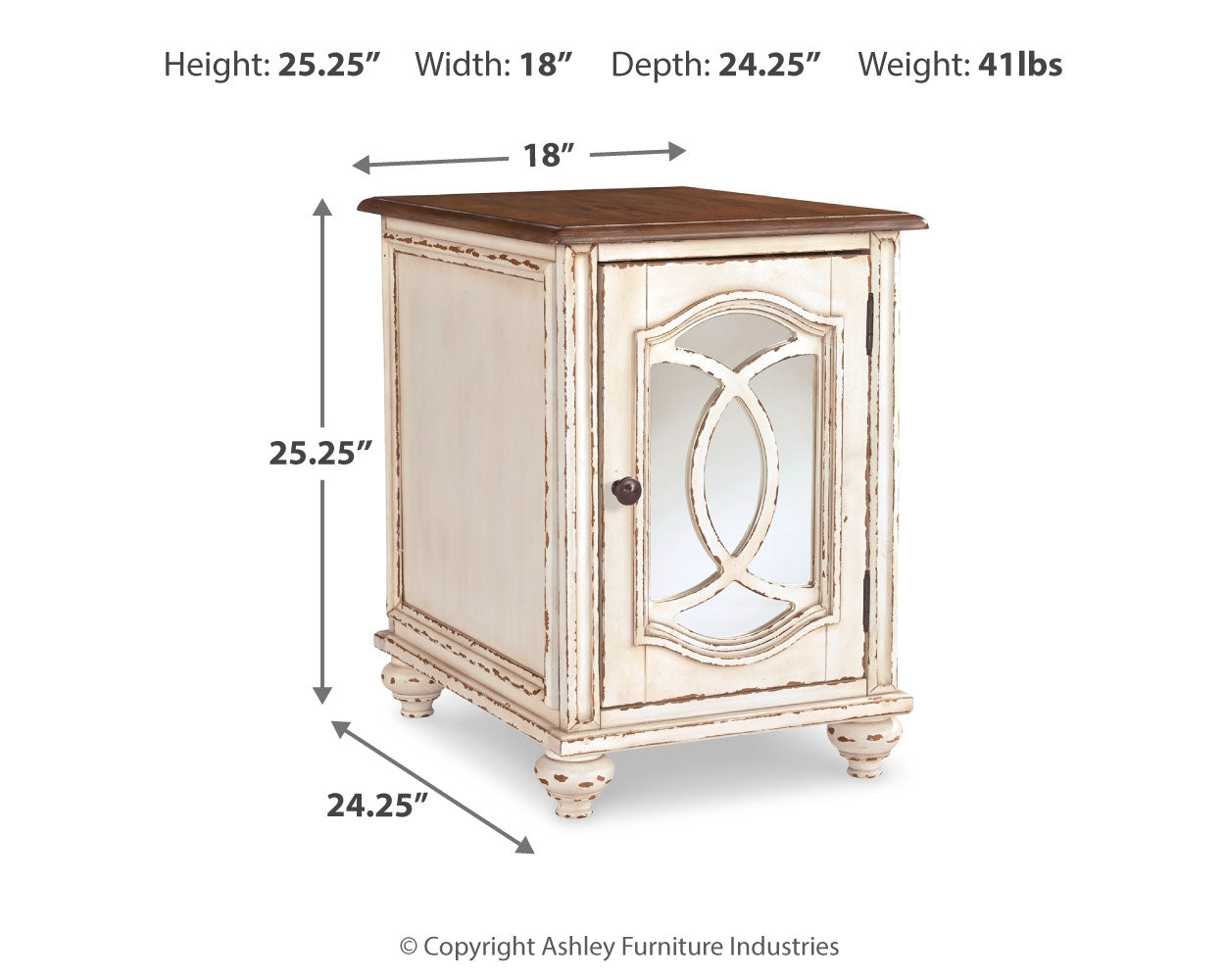 Realyn White and Brown Coffee Table and End Table