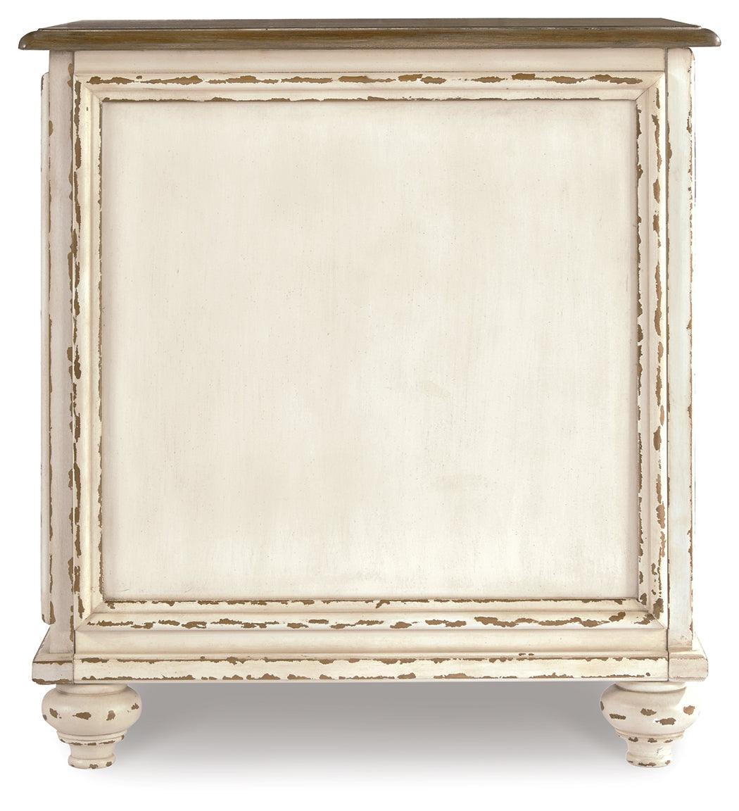 Realyn White and Brown Chairside End Table back view