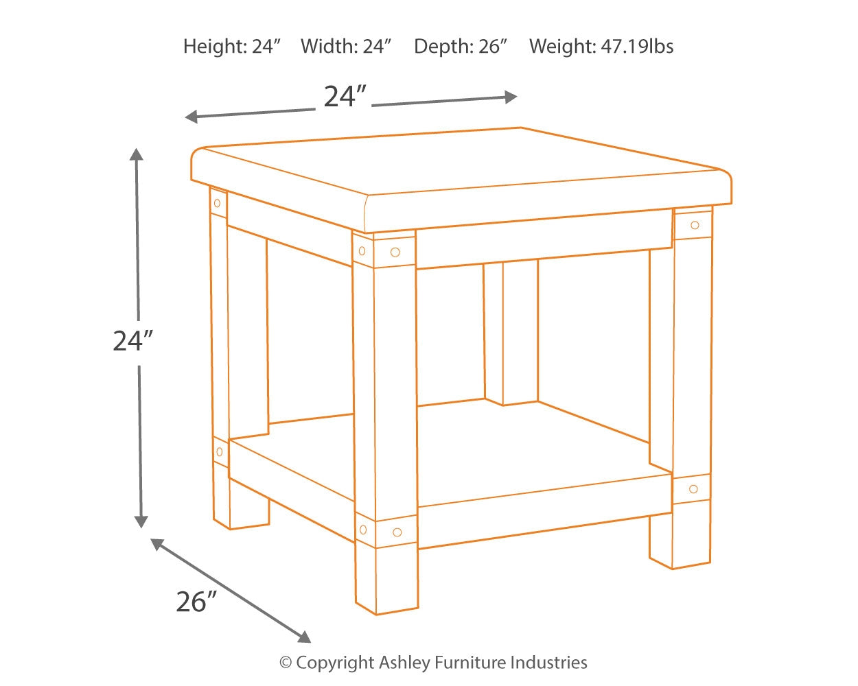 Assembly detail parts for Carynhurst coffee and end table