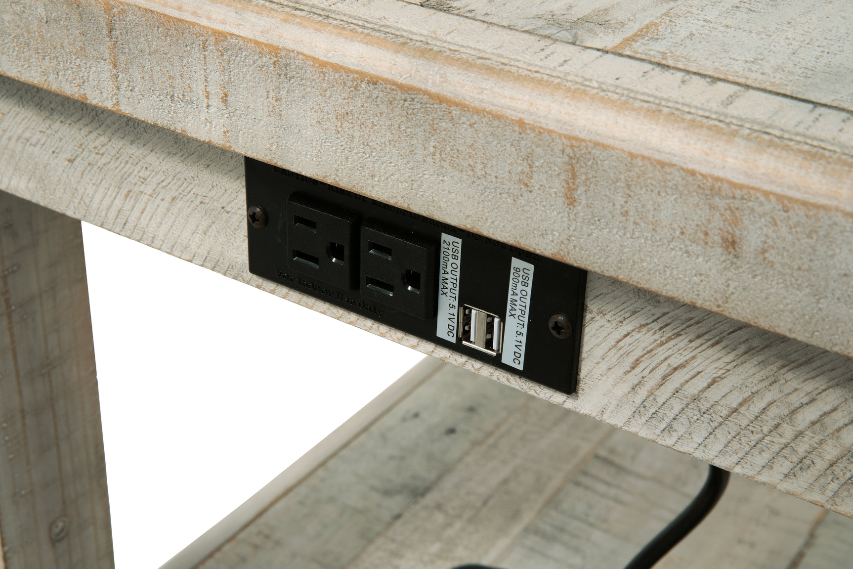 Carynhurst end table with USB ports closeup