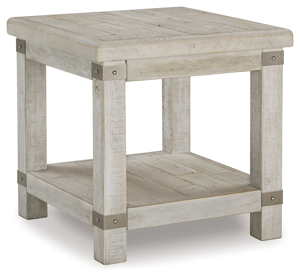 Side angle of coffee table with lift-top open