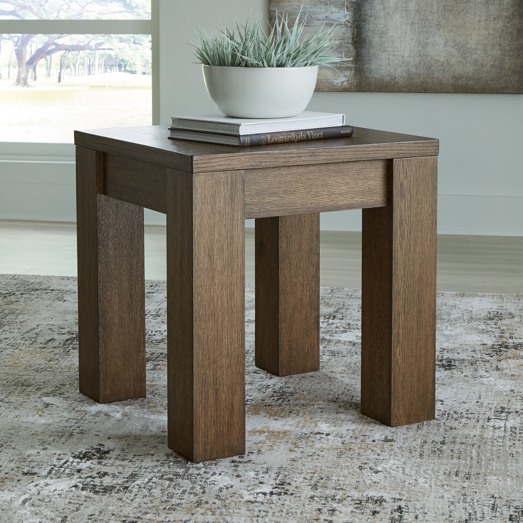 Rosswain warm brown coffee table with two end tables