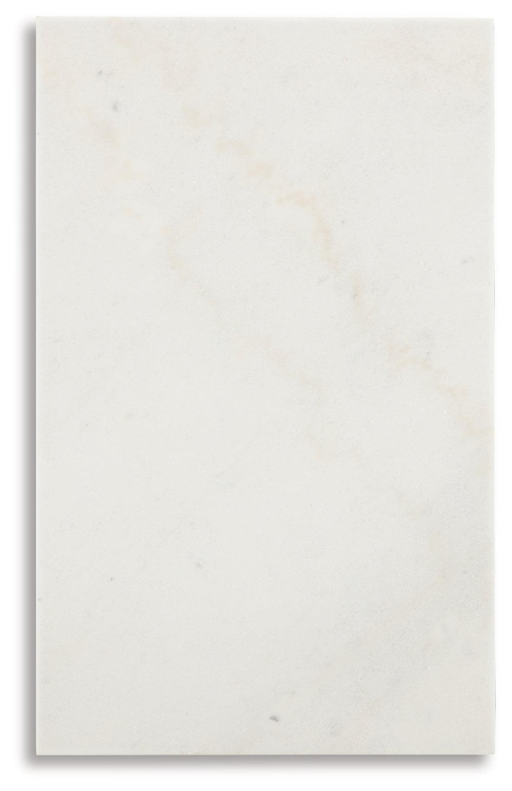 Close-up of marble tabletop natural veining and espresso base
