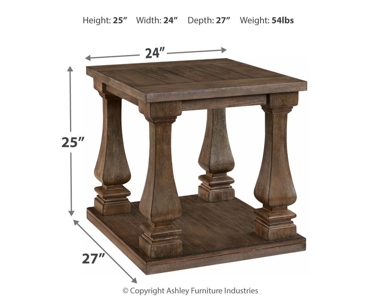 Johnelle Gray End Table dimension diagram