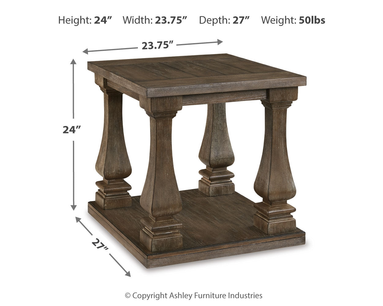 Johnelle Gray Coffee Table with Two End Tables set in rustic distressed gray finish
