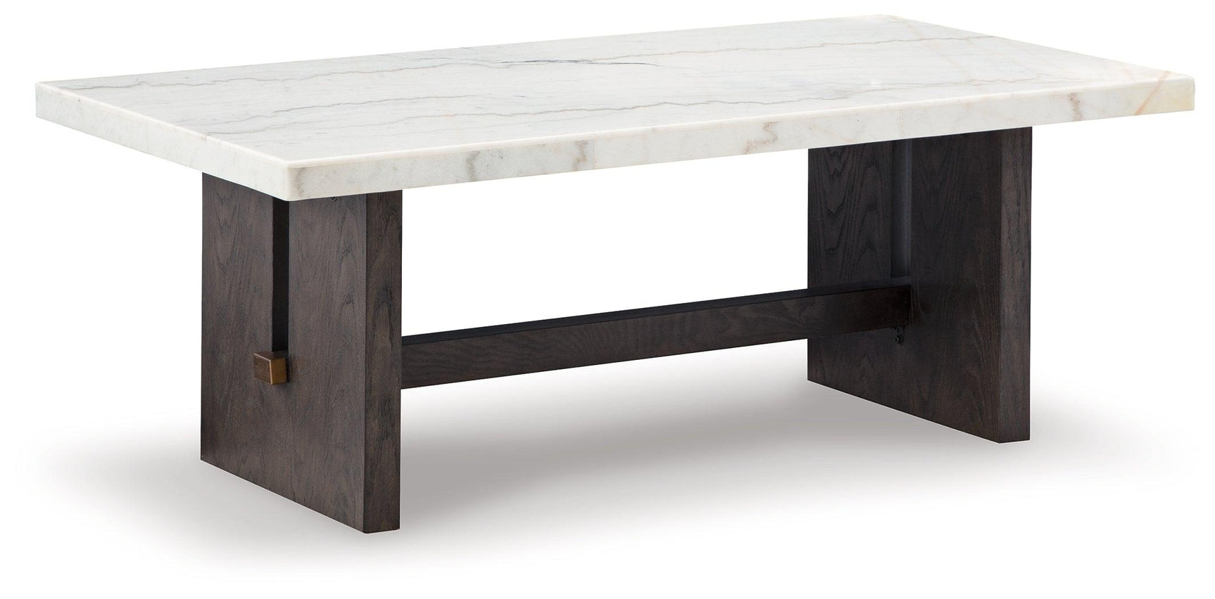 Burkhaus Dark Brown and White Marble Coffee Table side view