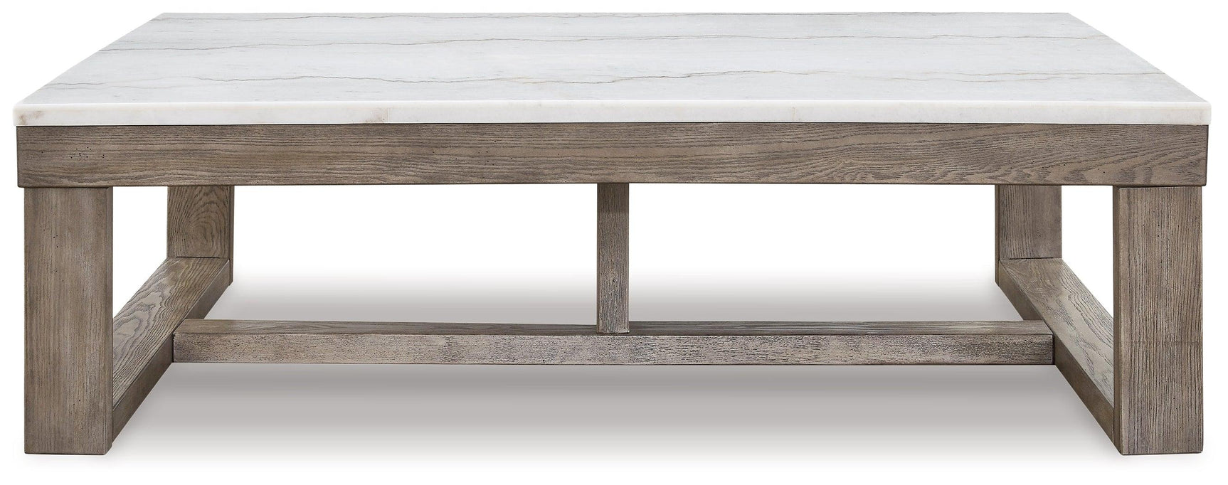 Side profile of Loyaska Brown Ivory Coffee Table with blocky design