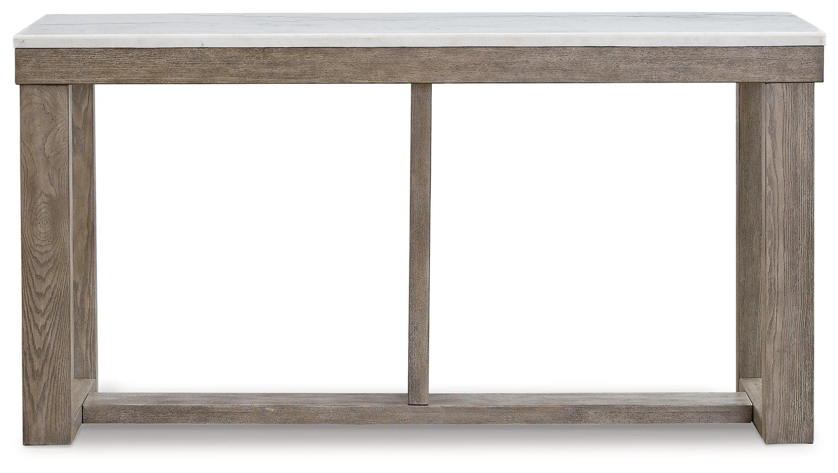 Side view of Loyaska brown ivory sofa table