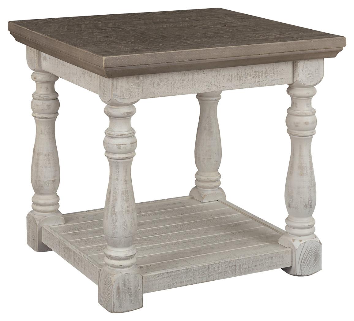 Close-up of Havalance end table drawer and tapered leg detail