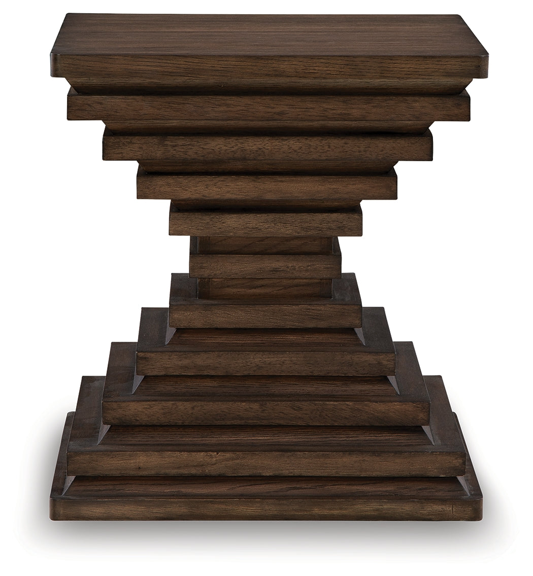 Hannodream end table top view showing wood grain