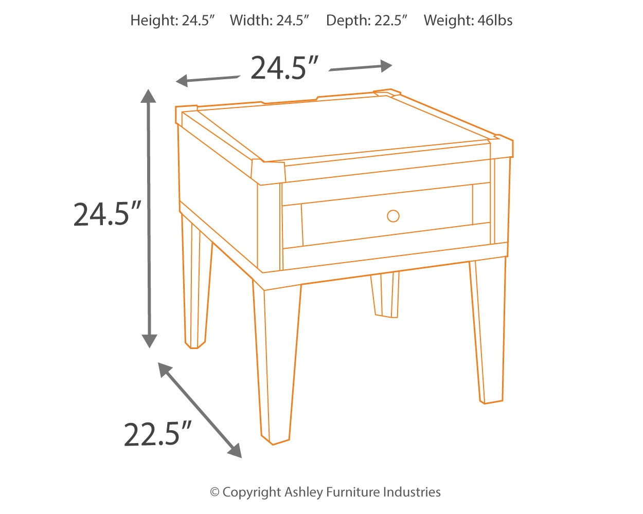 Todoe Dark Gray Coffee Table with 1 End Table