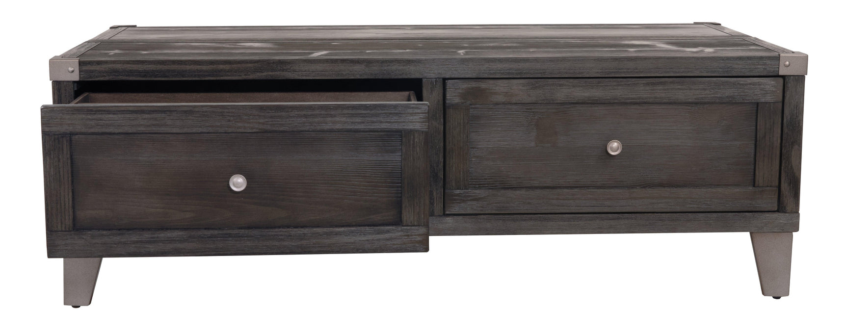 Todoe Coffee Table head-on view with drawers open