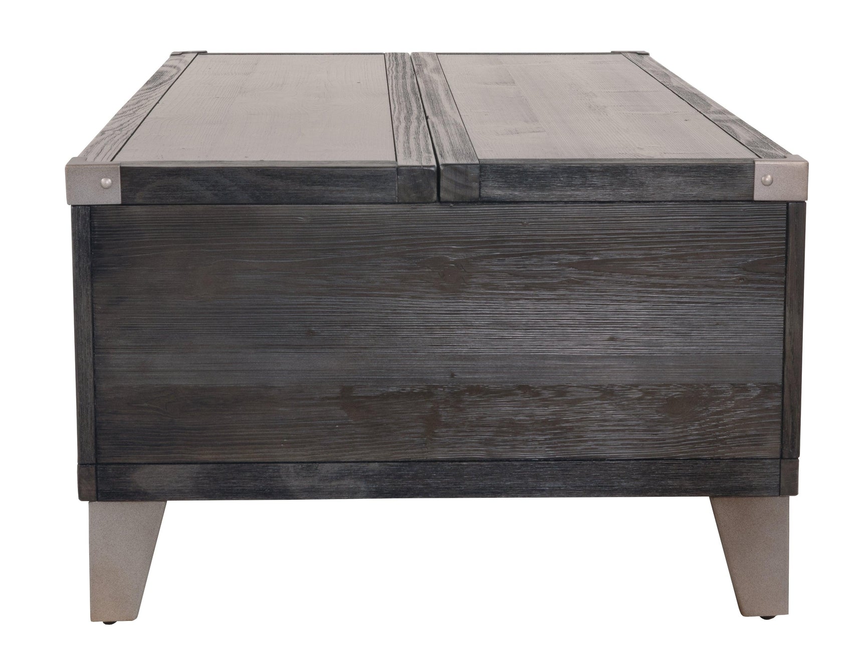 Todoe Coffee Table side view with lift top partially open